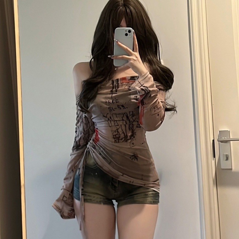 Screen Top Mesh - Camiseta de Manga Longa Estilo Spicy