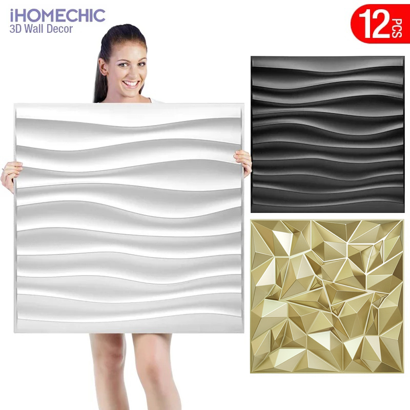 Pvc Panel Background - 12pçs 50x50cm champanhe cor dourada painel