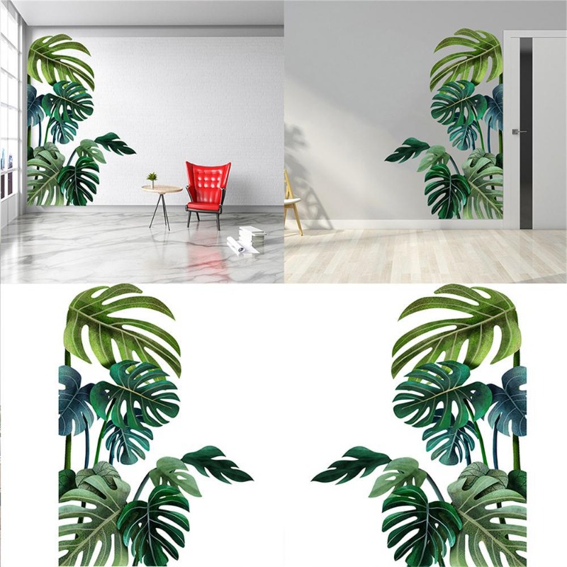 Pvc Panel Background - Grande nórdico folha verde adesivos de