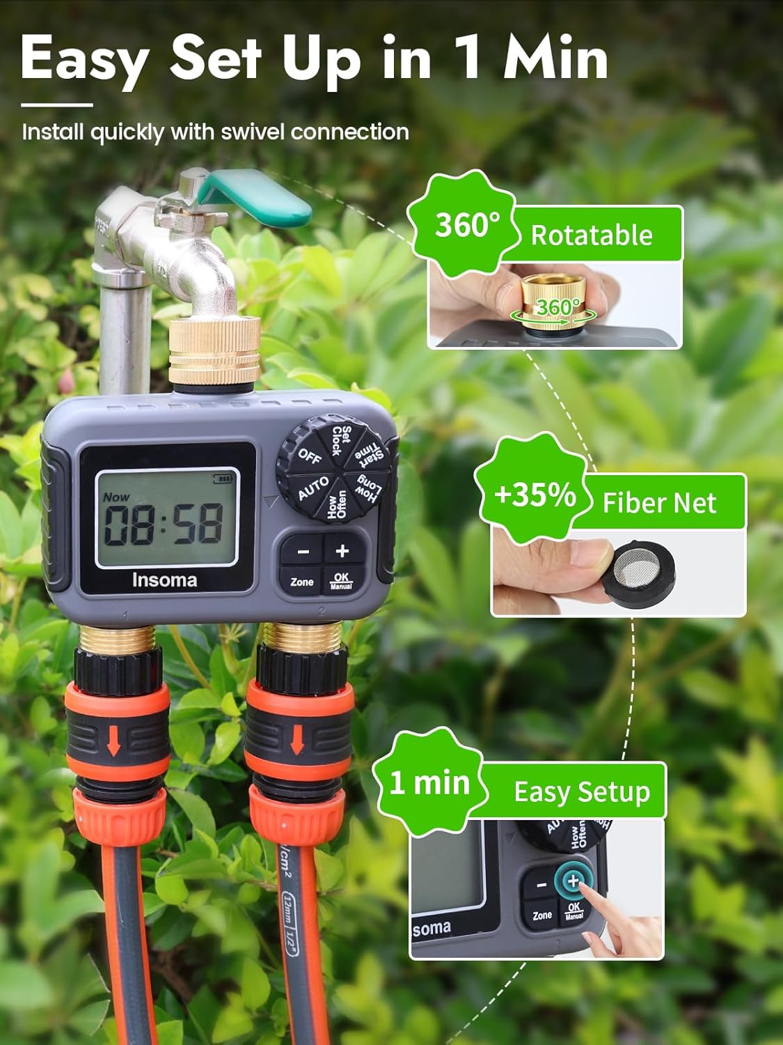 Insoma sistema de irrigação in - Timer Dual Outlet avaliação e preço