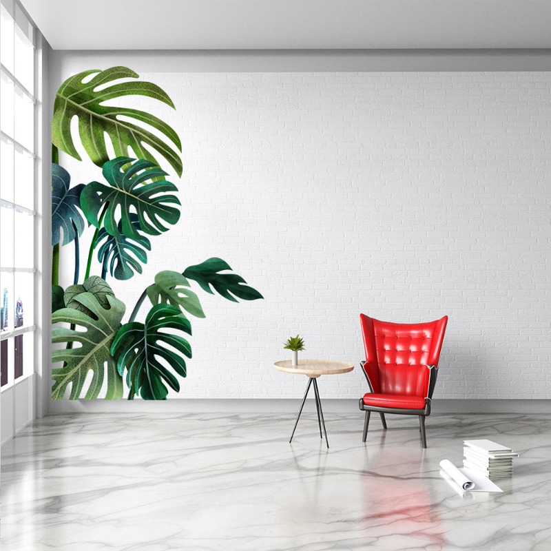 Grande nórdico folha verde ade - Pvc Panel Background avaliação e preço